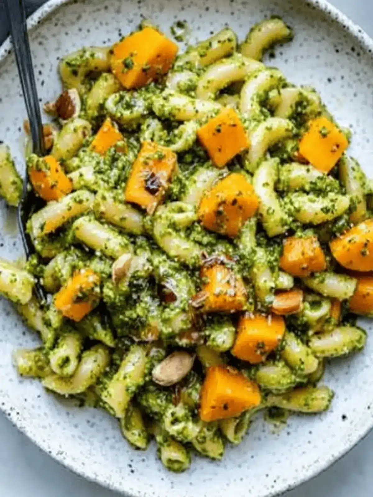Cilantro Pesto Pasta with Roasted Pumpkin & Honey
