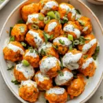Buffalo Chicken Meatballs with Bleu Cheese Yogurt Dip