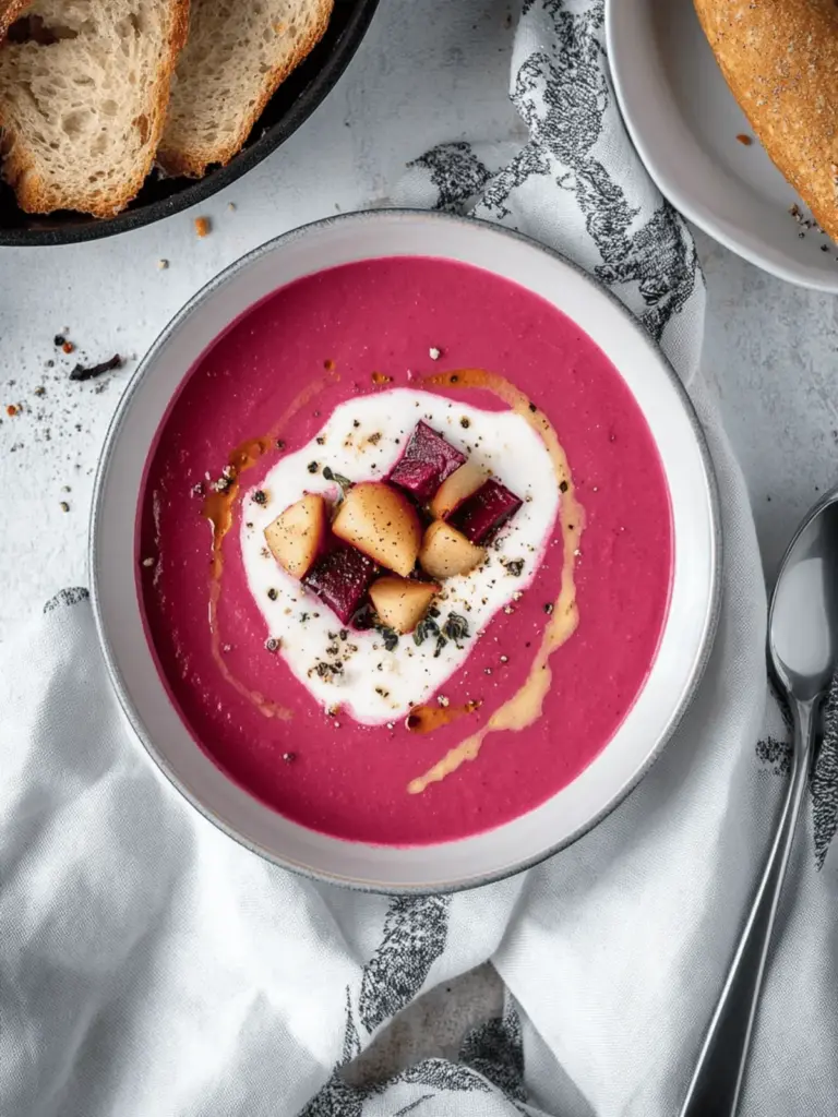 Creamy Roasted Beet & Apple Soup