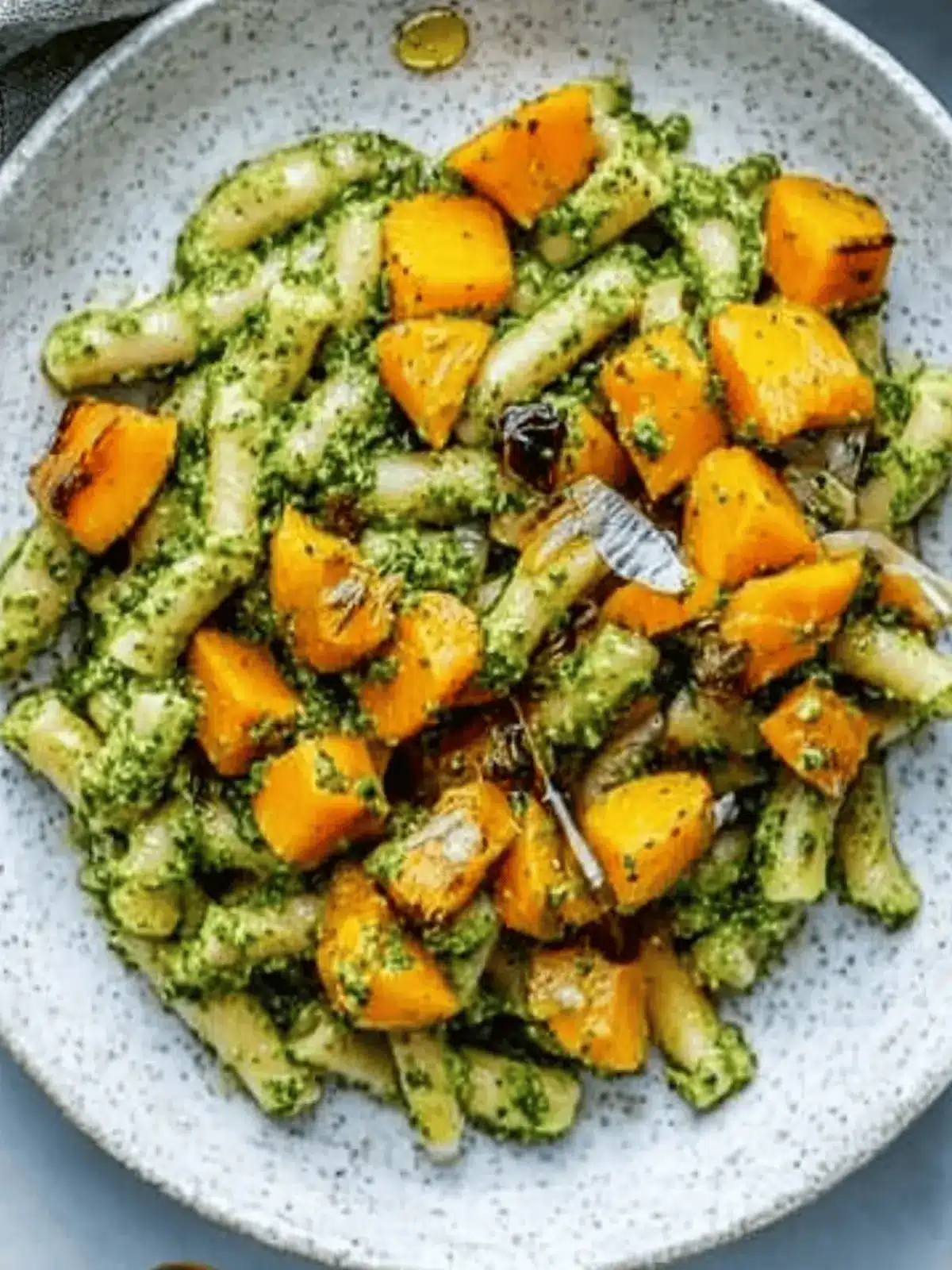Cilantro Pesto Pasta with Roasted Pumpkin & Honey