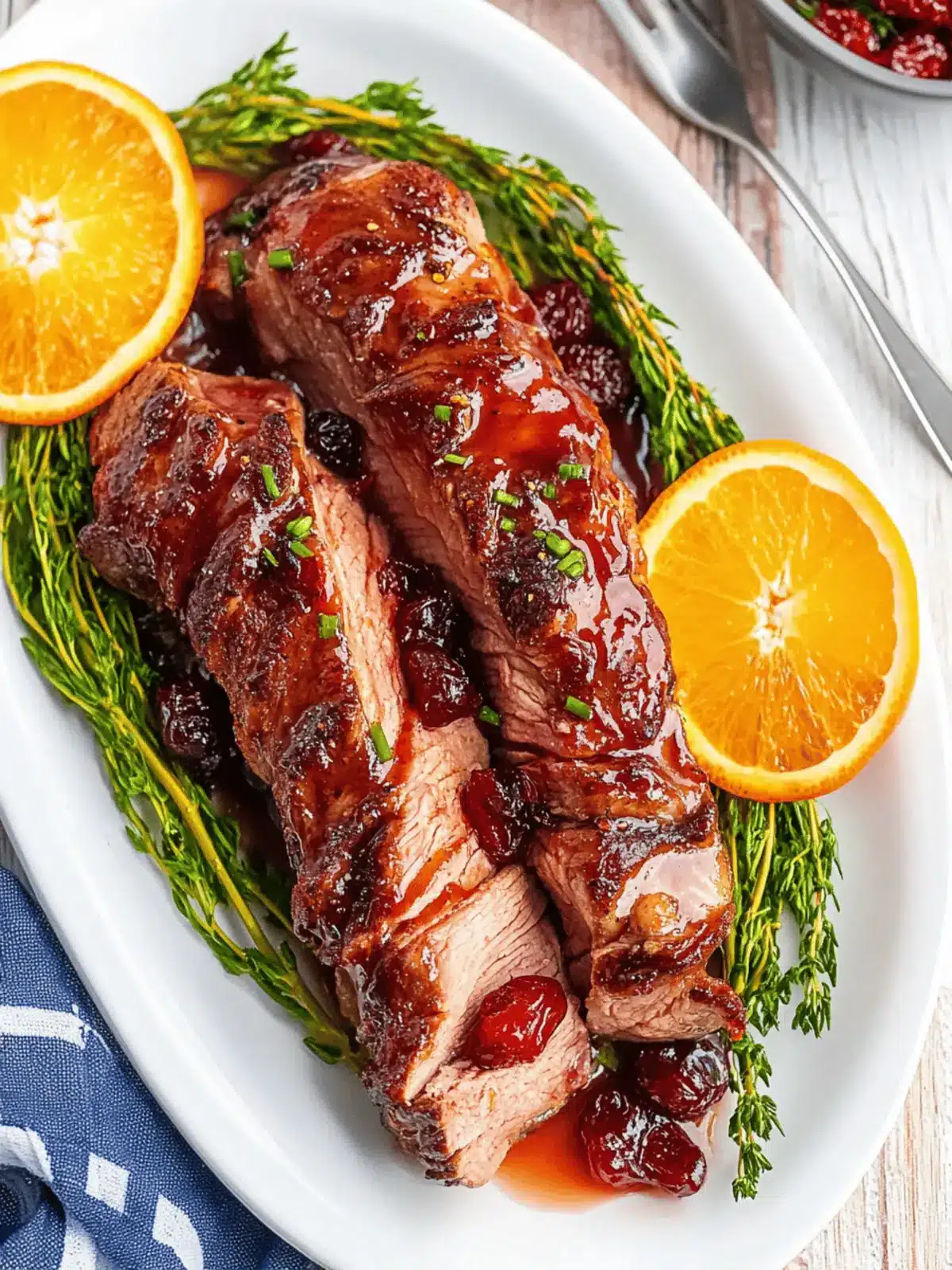 Orange Cranberry Glazed Pork Tenderloin