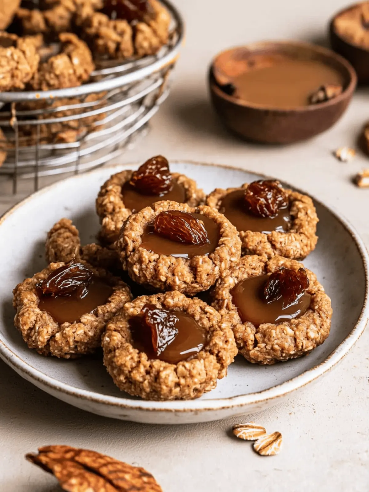 Pumpkin Spice Oatmeal Thumbprint Cookies with Date Caramel