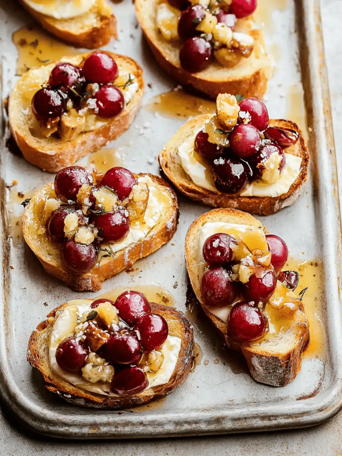 Roasted Grape & Brie Crostini with Honey + Sea Salt