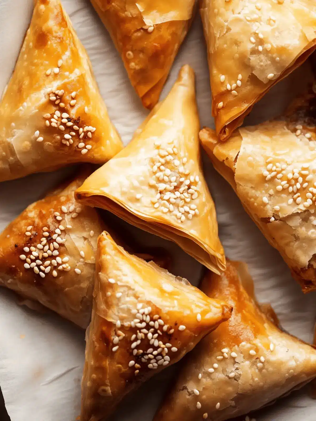 Pumpkin phyllo triangles
