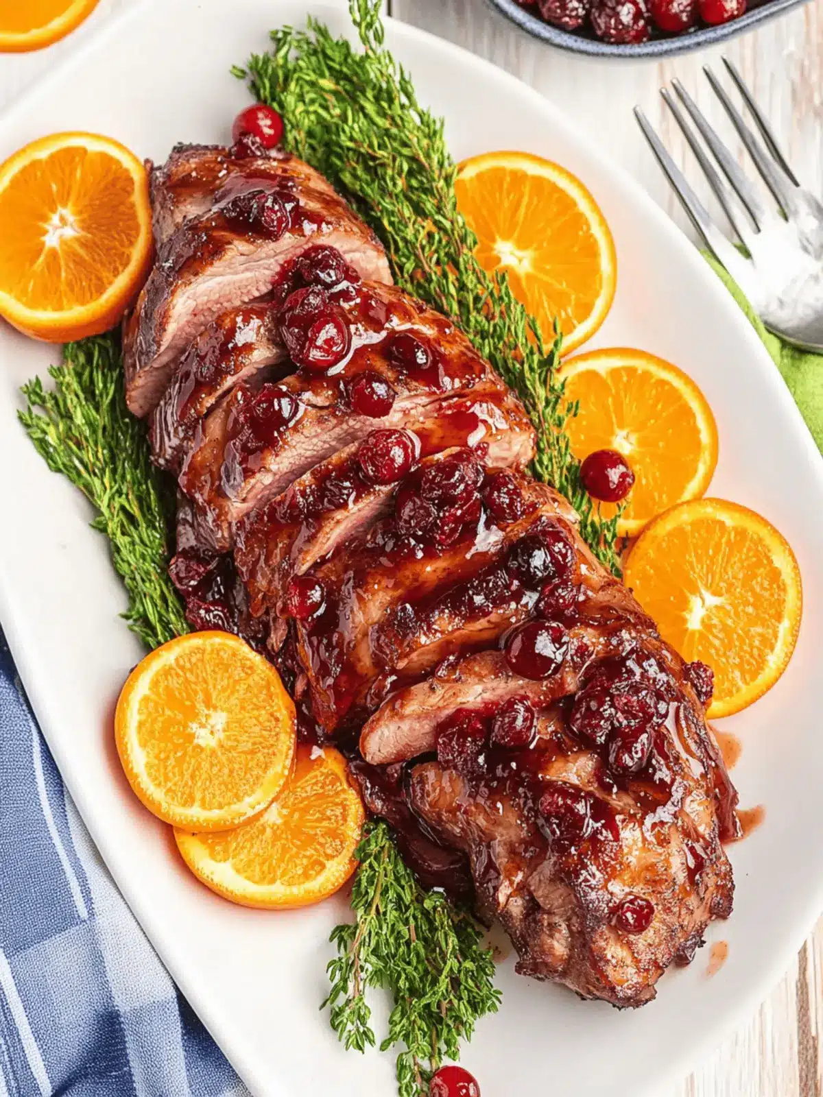 Orange Cranberry Glazed Pork Tenderloin