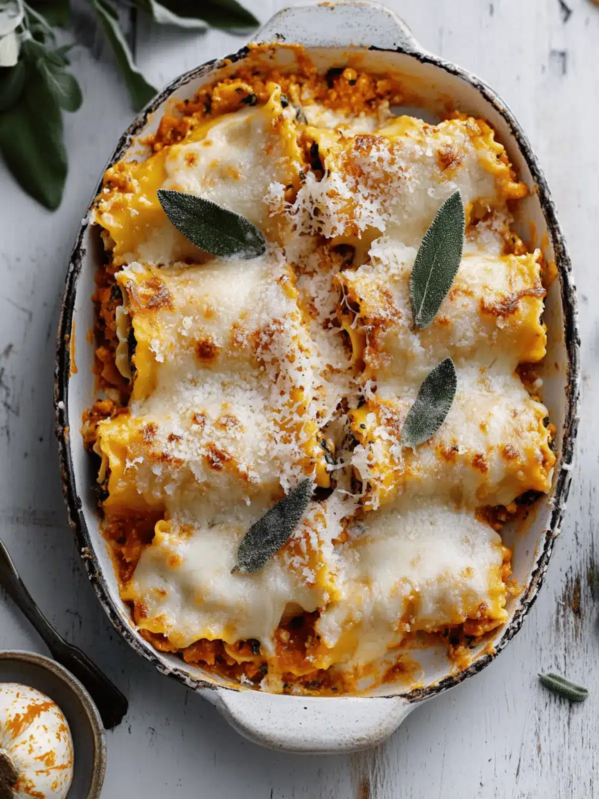 Pumpkin Lasagna Roll Ups with Crispy Sage