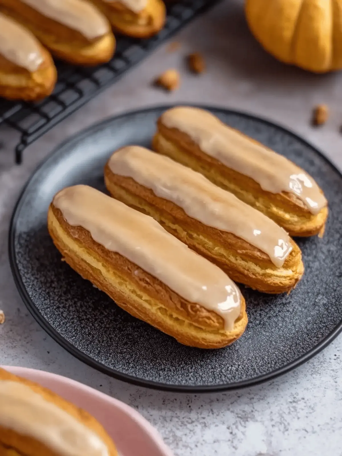 Pumpkin Eclairs with Maple Glaze