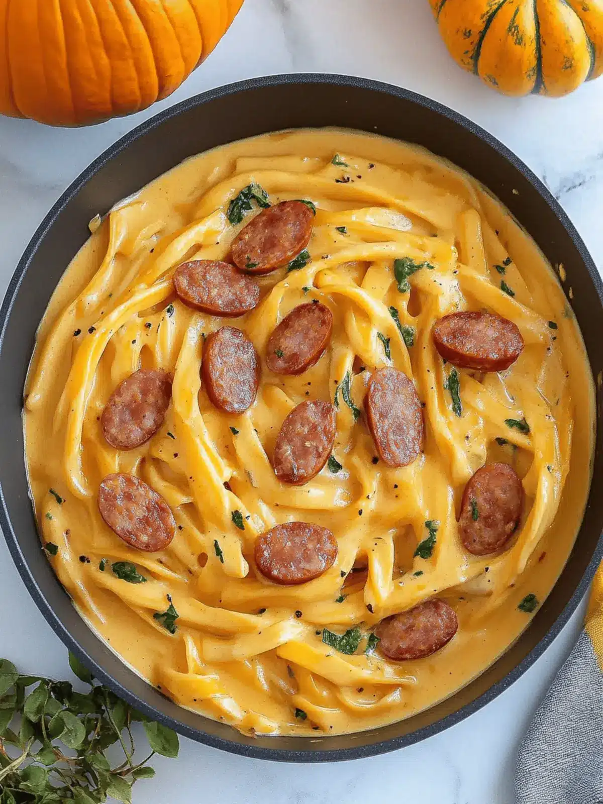 One Pot Pumpkin Alfredo with Smoked Sausage