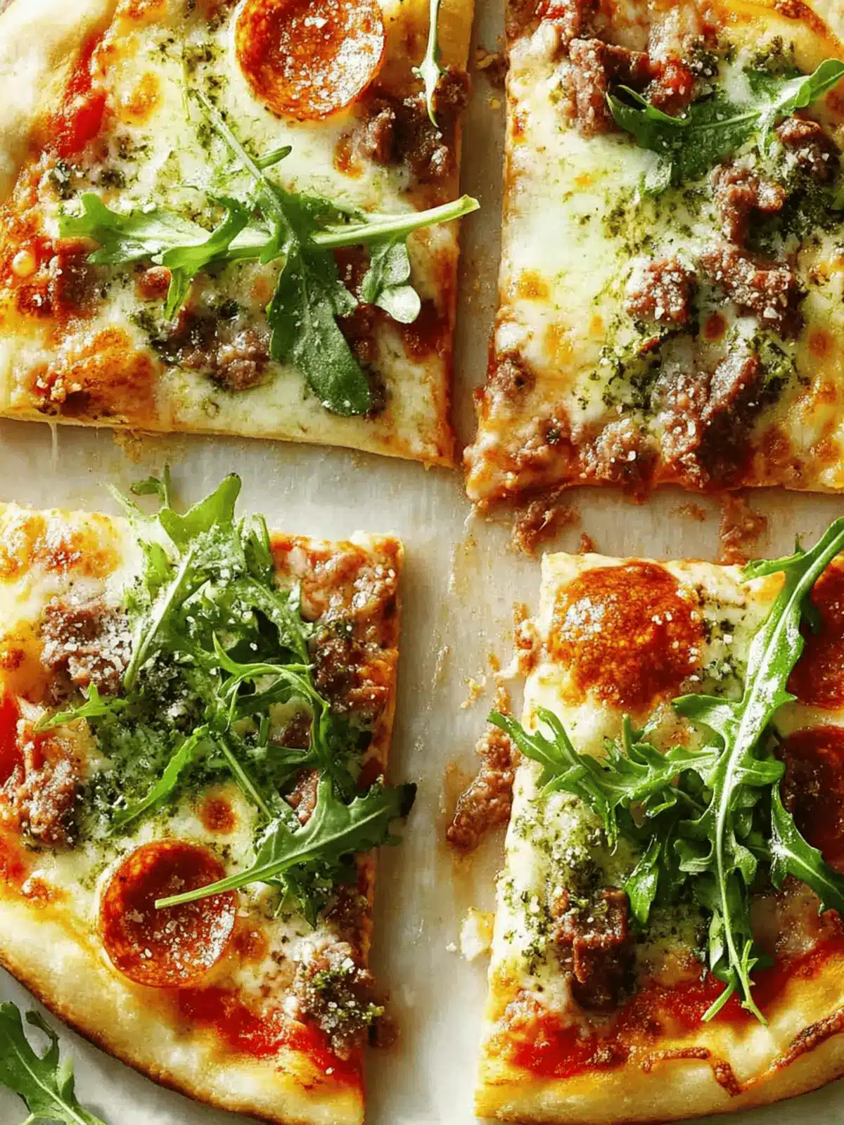 Meaty Arugula Pizzas