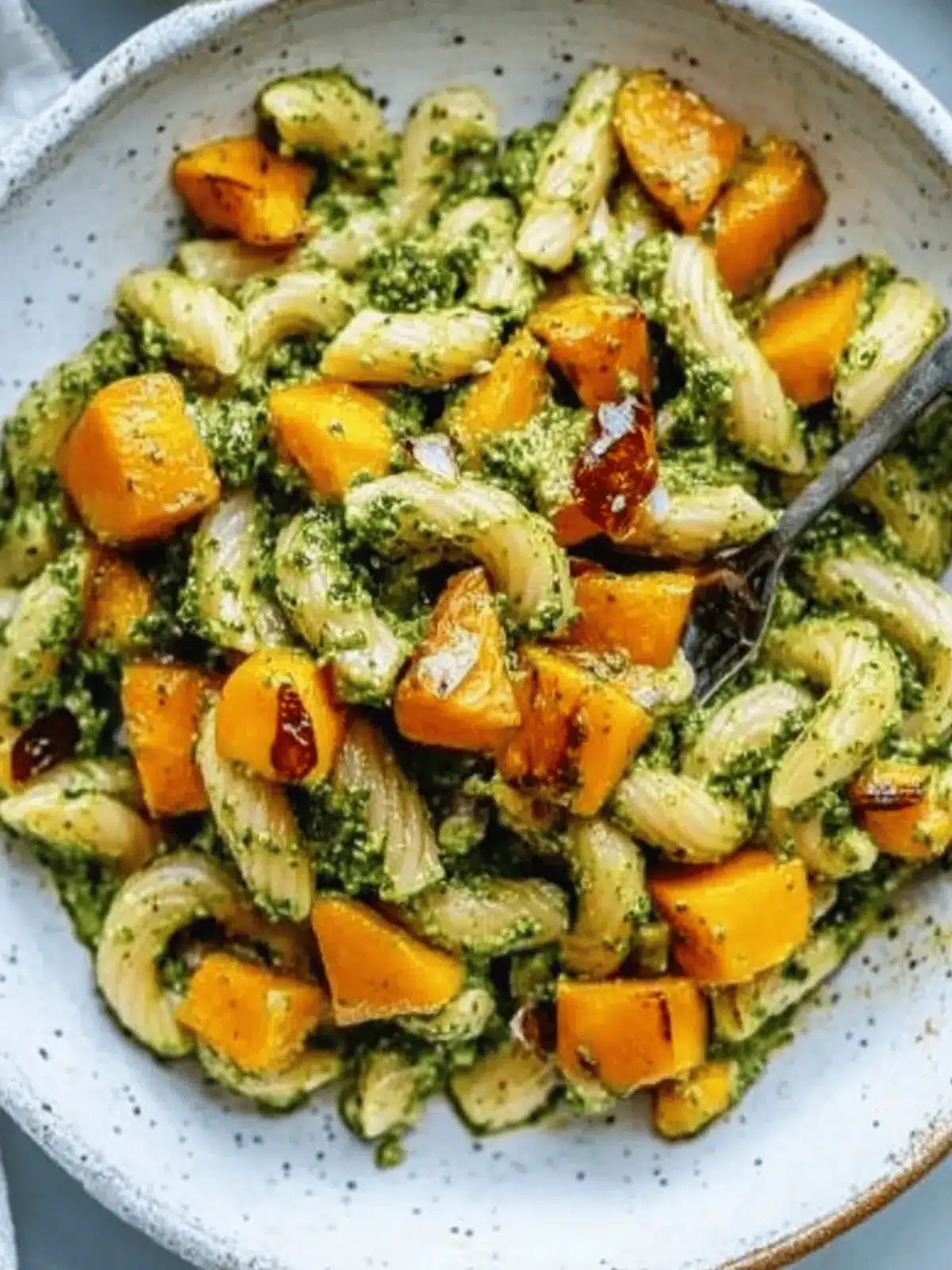 Cilantro Pesto Pasta with Roasted Pumpkin & Honey