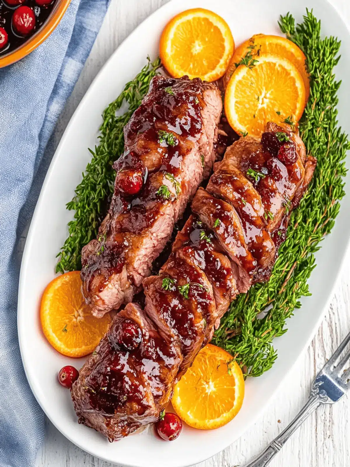 Orange Cranberry Glazed Pork Tenderloin