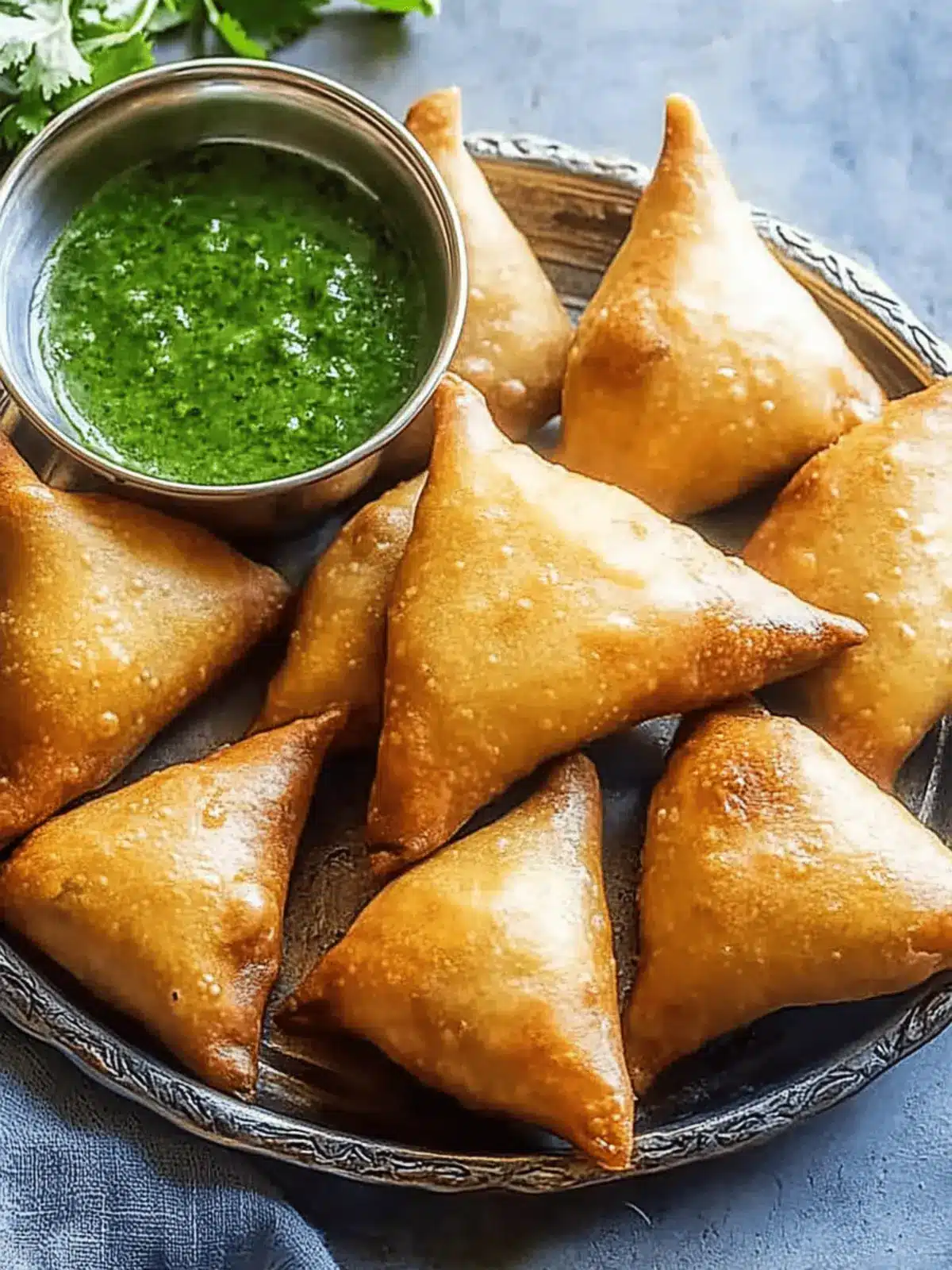Vegetable Samosas With Mint Cilantro Chutney