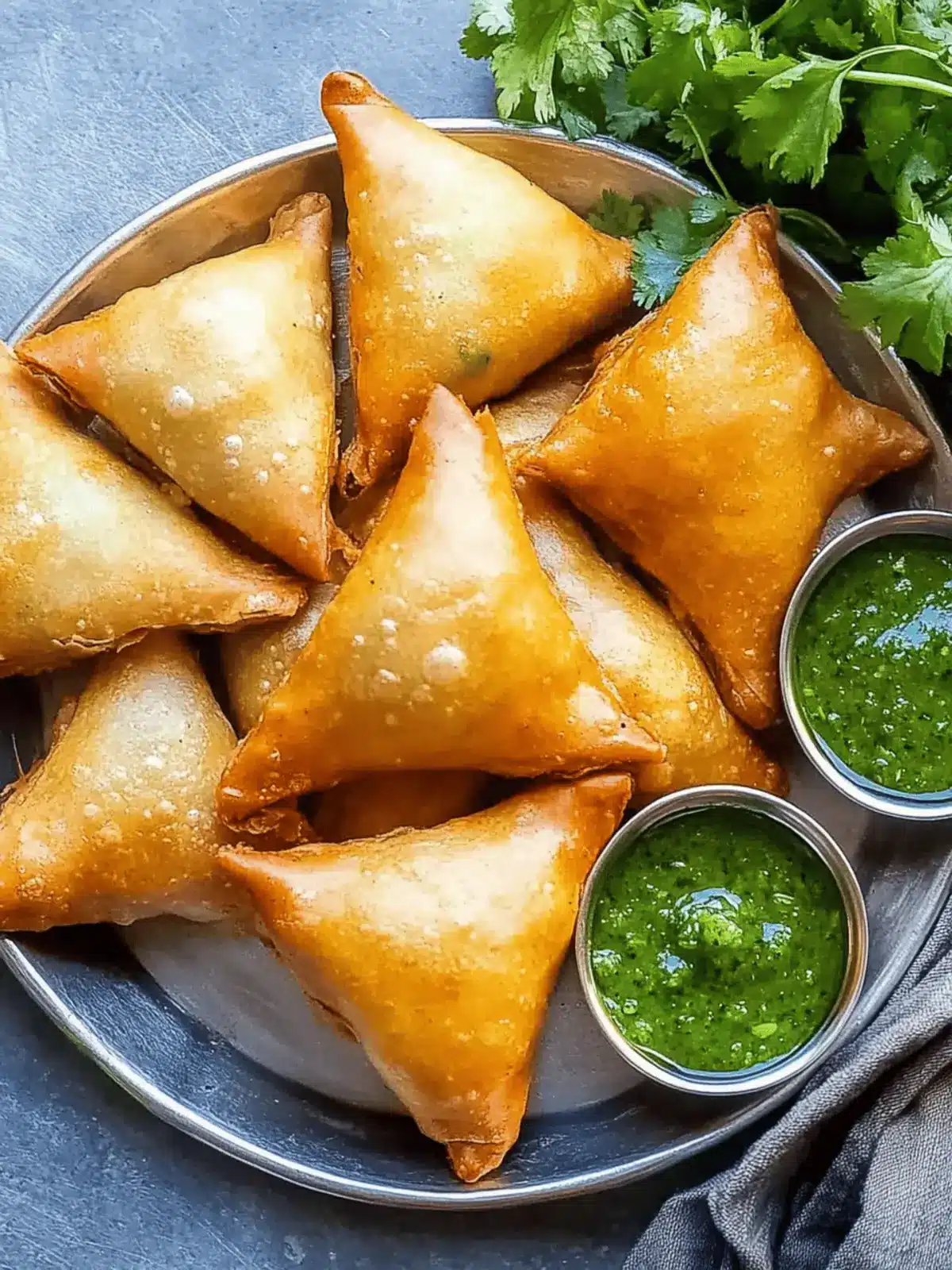 Vegetable Samosas With Mint Cilantro Chutney