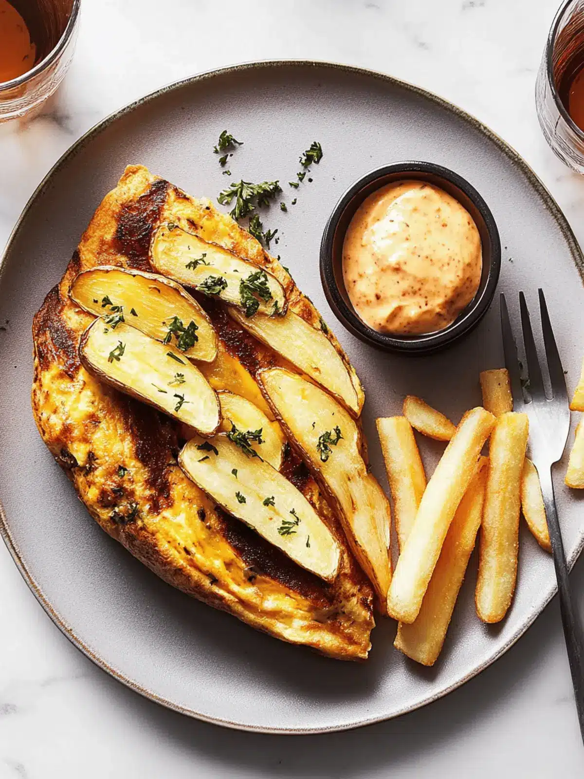 Omelette des Oignons et des Frites