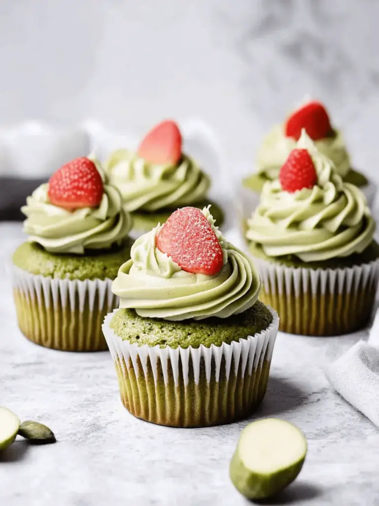 Matcha Cupcakes with Whipped Matcha White Chocolate Ganache