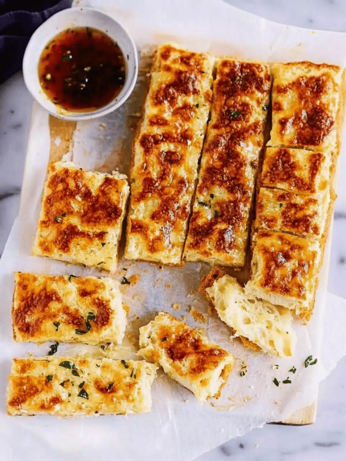 No-Knead Cheesy Garlic Bread Fingers