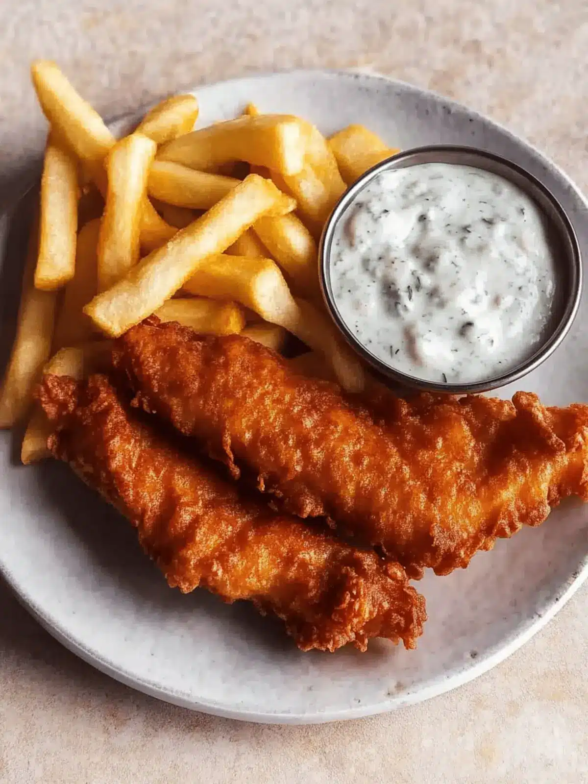 Classic Fish and Chips with tartar sauce