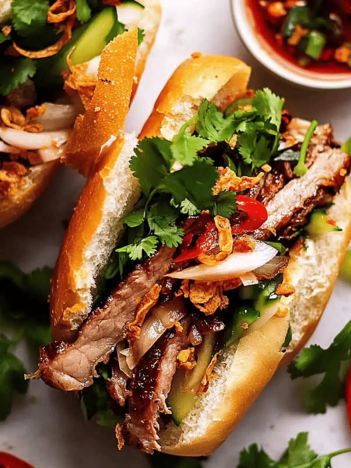 Crispy pork belly banh mi
