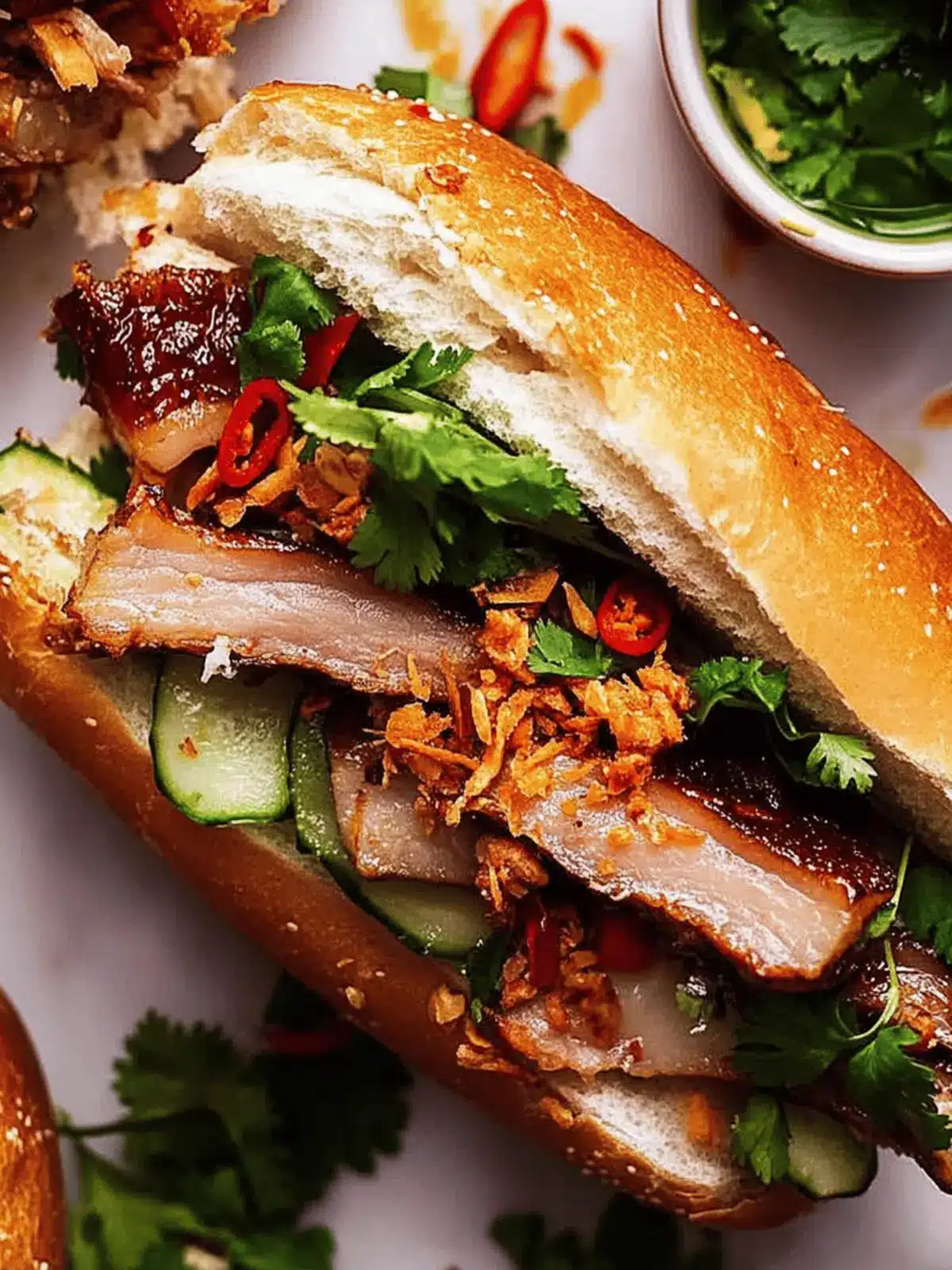 Crispy pork belly banh mi