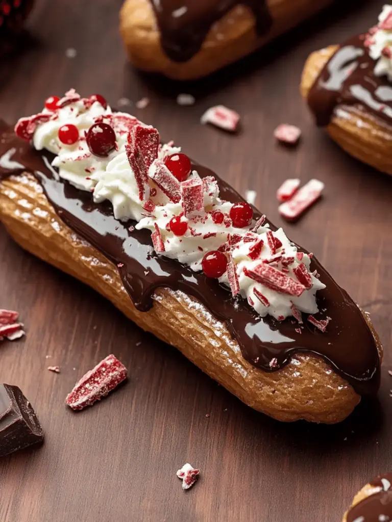 Chocolate Eclairs with Peppermint Whipped Cream