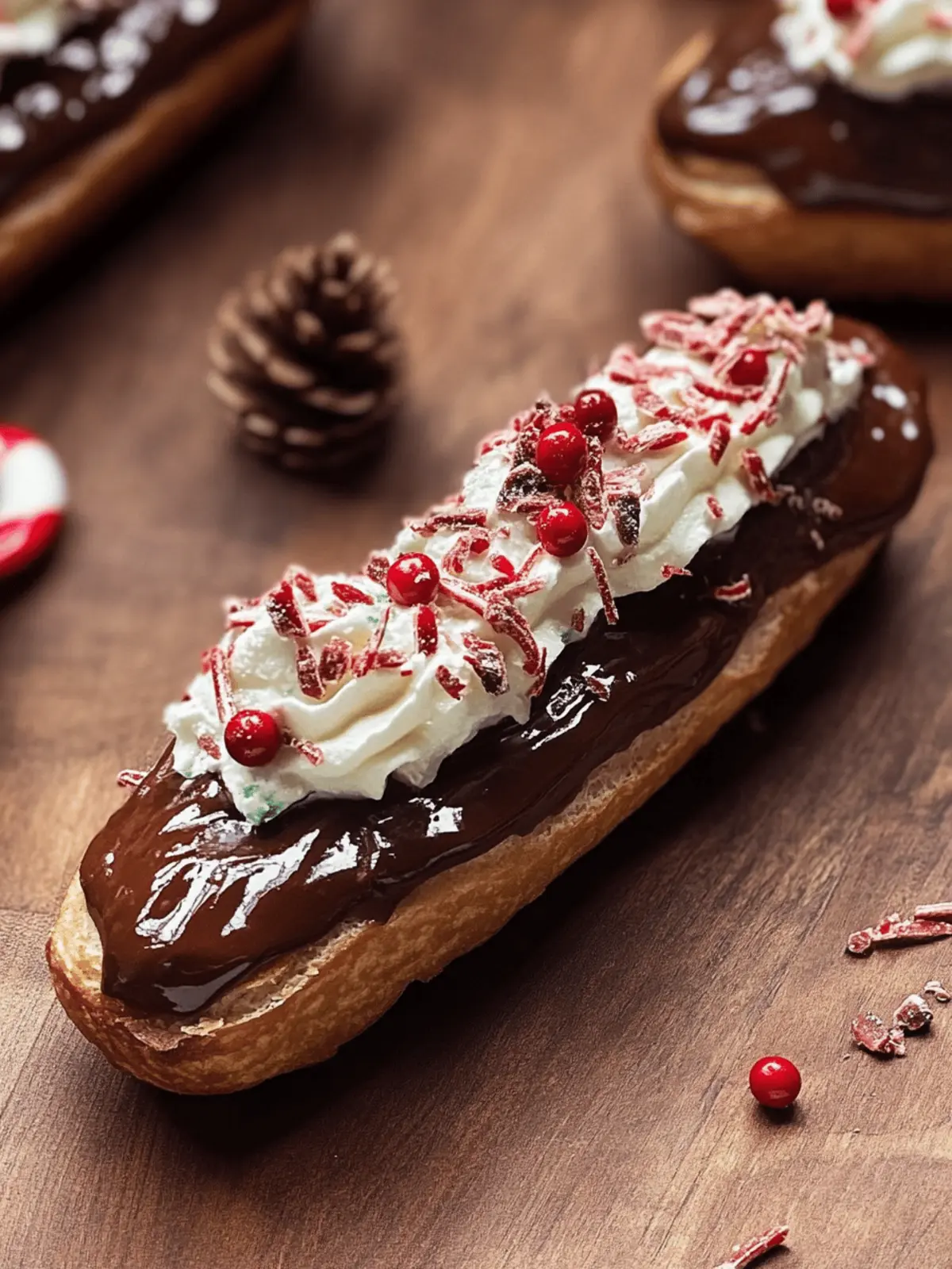 Chocolate Eclairs with Peppermint Whipped Cream