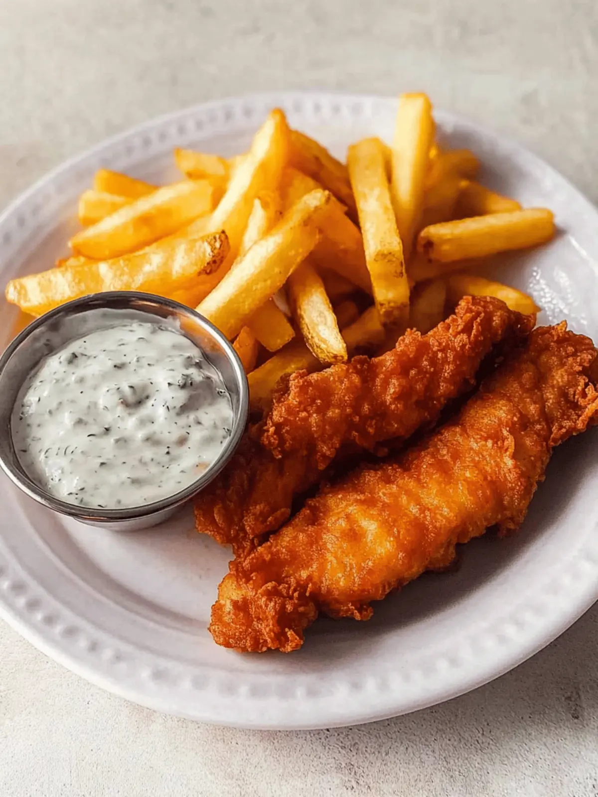 Classic Fish and Chips with tartar sauce