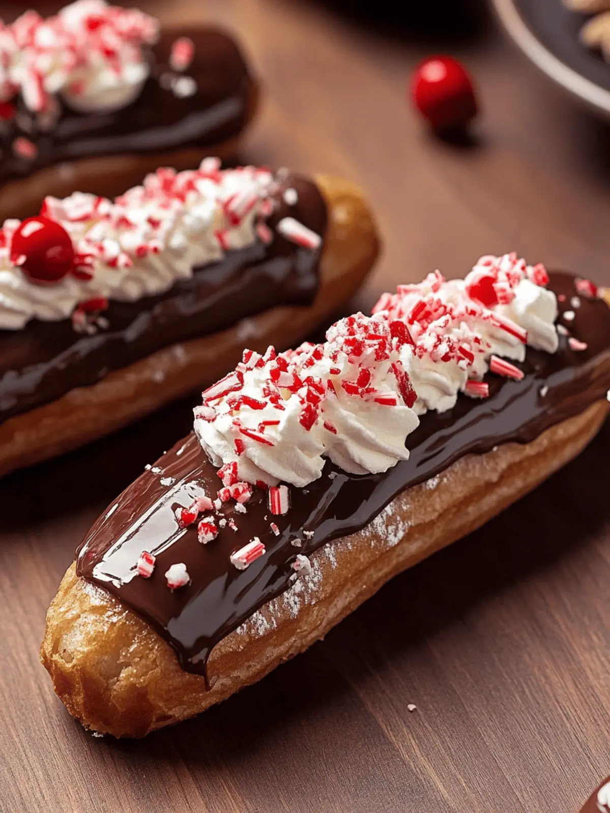 Chocolate Eclairs with Peppermint Whipped Cream
