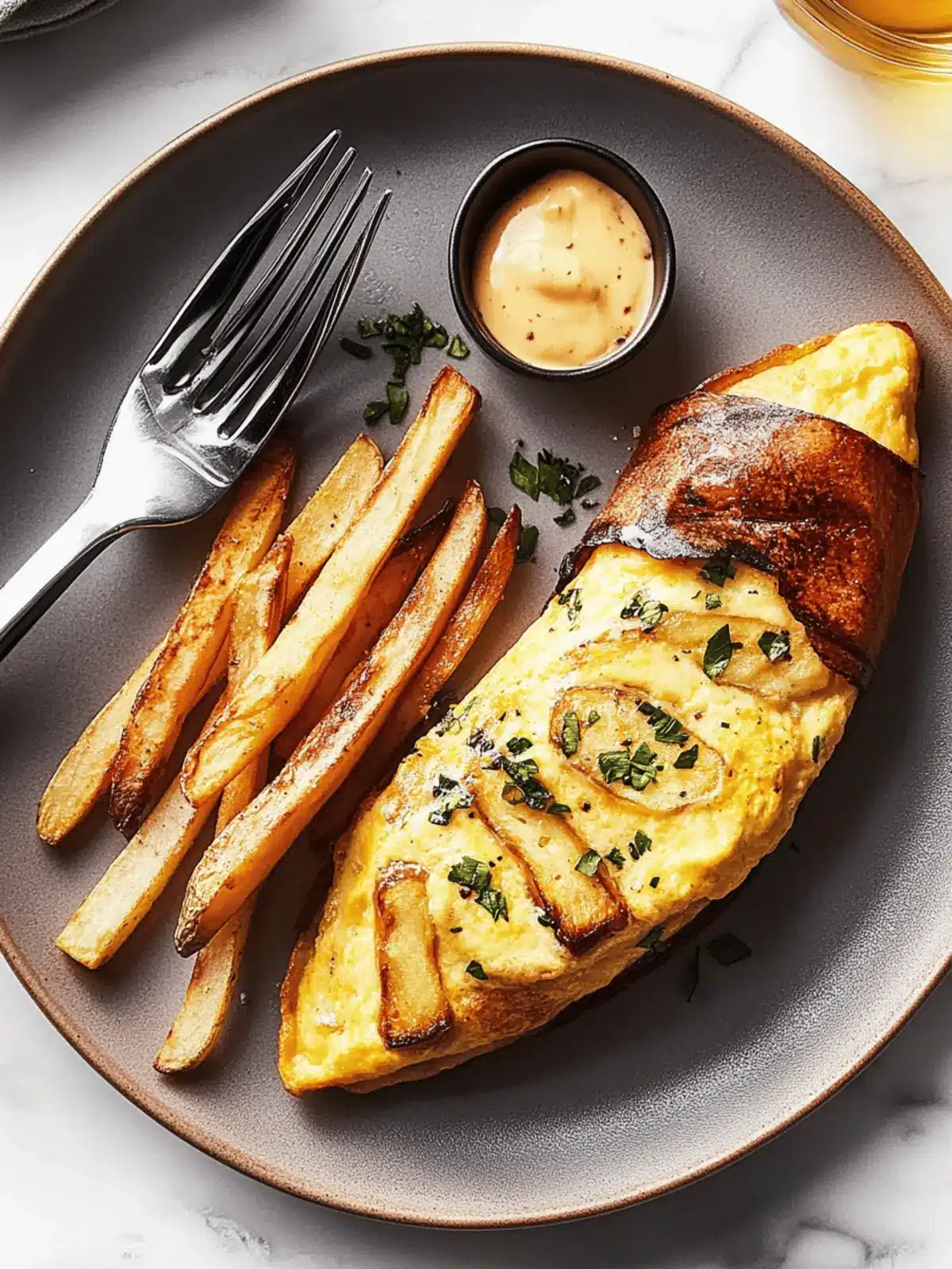 Omelette des Oignons et des Frites