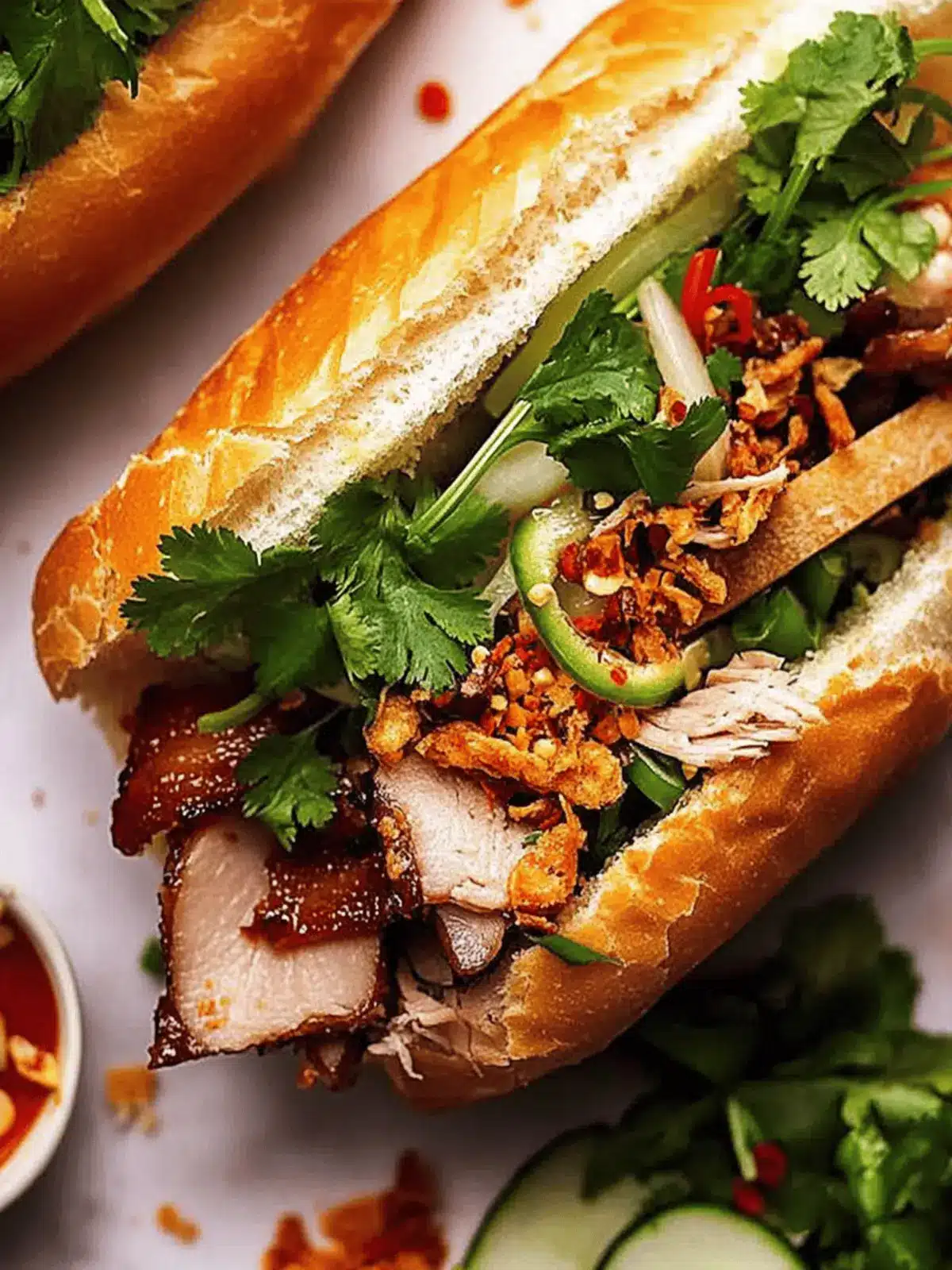 Crispy pork belly banh mi