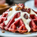 Red Velvet Waffles with Cream Cheese Glaze