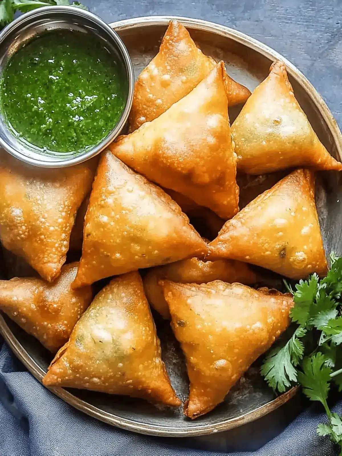 Vegetable Samosas With Mint Cilantro Chutney