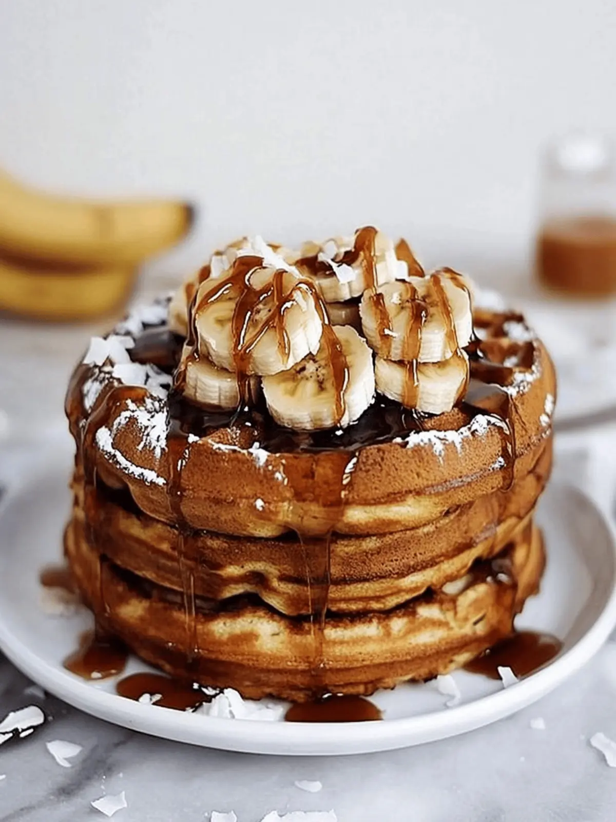 Caramelized Coconut Banana Bread Waffle French Toast Bliss 3 caramelized coconut banana bread waffle french toast