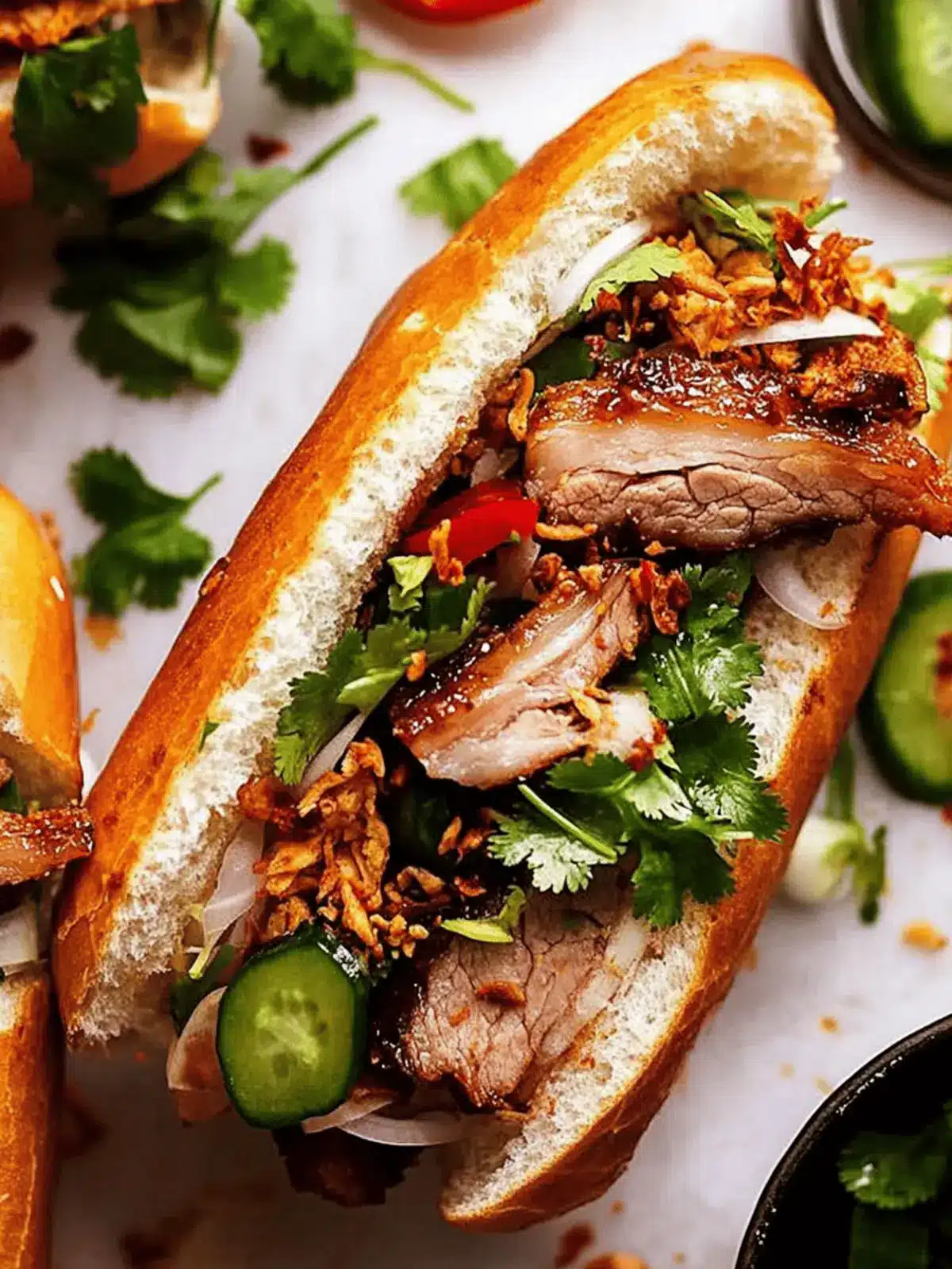 Crispy pork belly banh mi