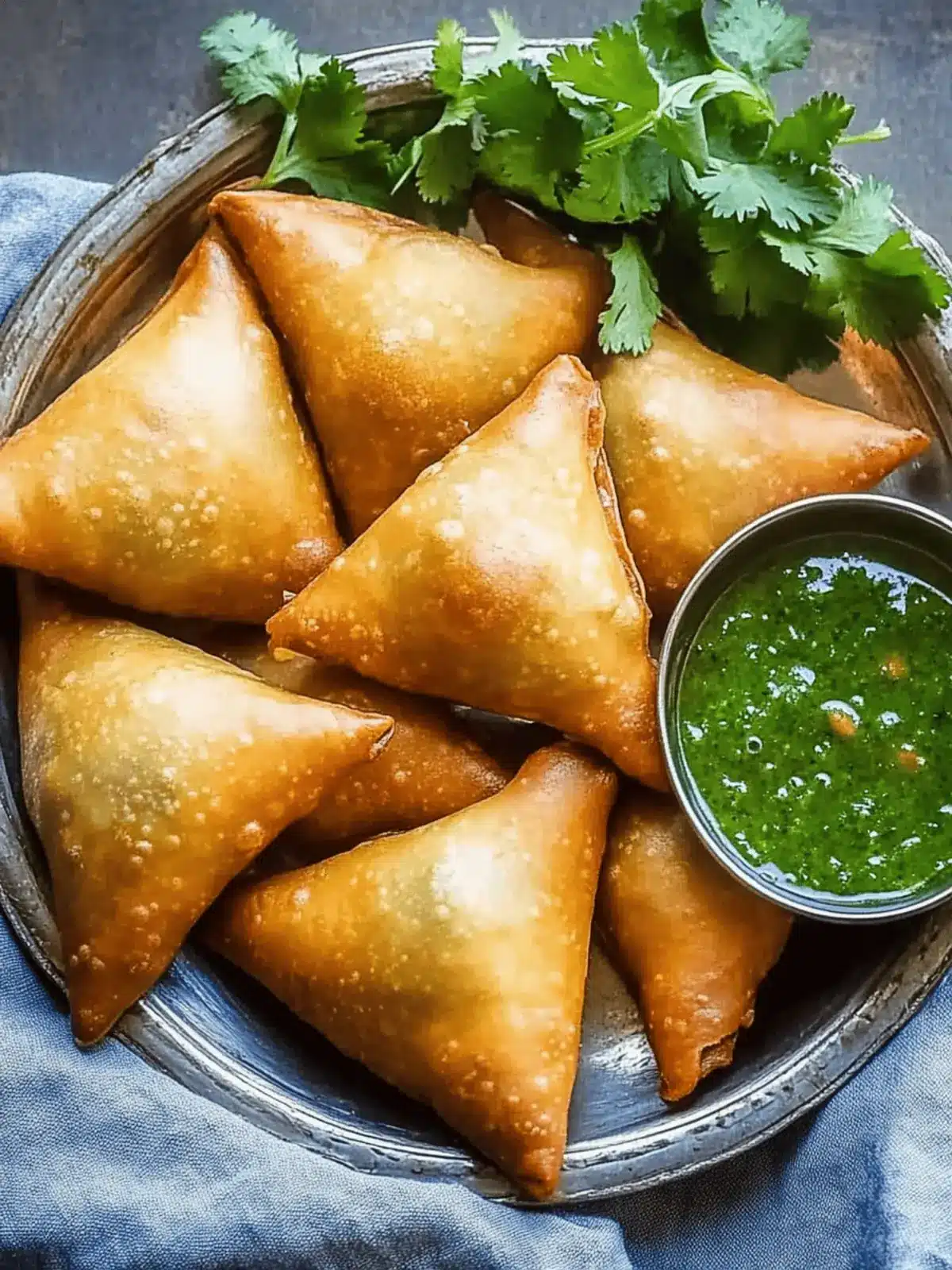 Vegetable Samosas With Mint Cilantro Chutney