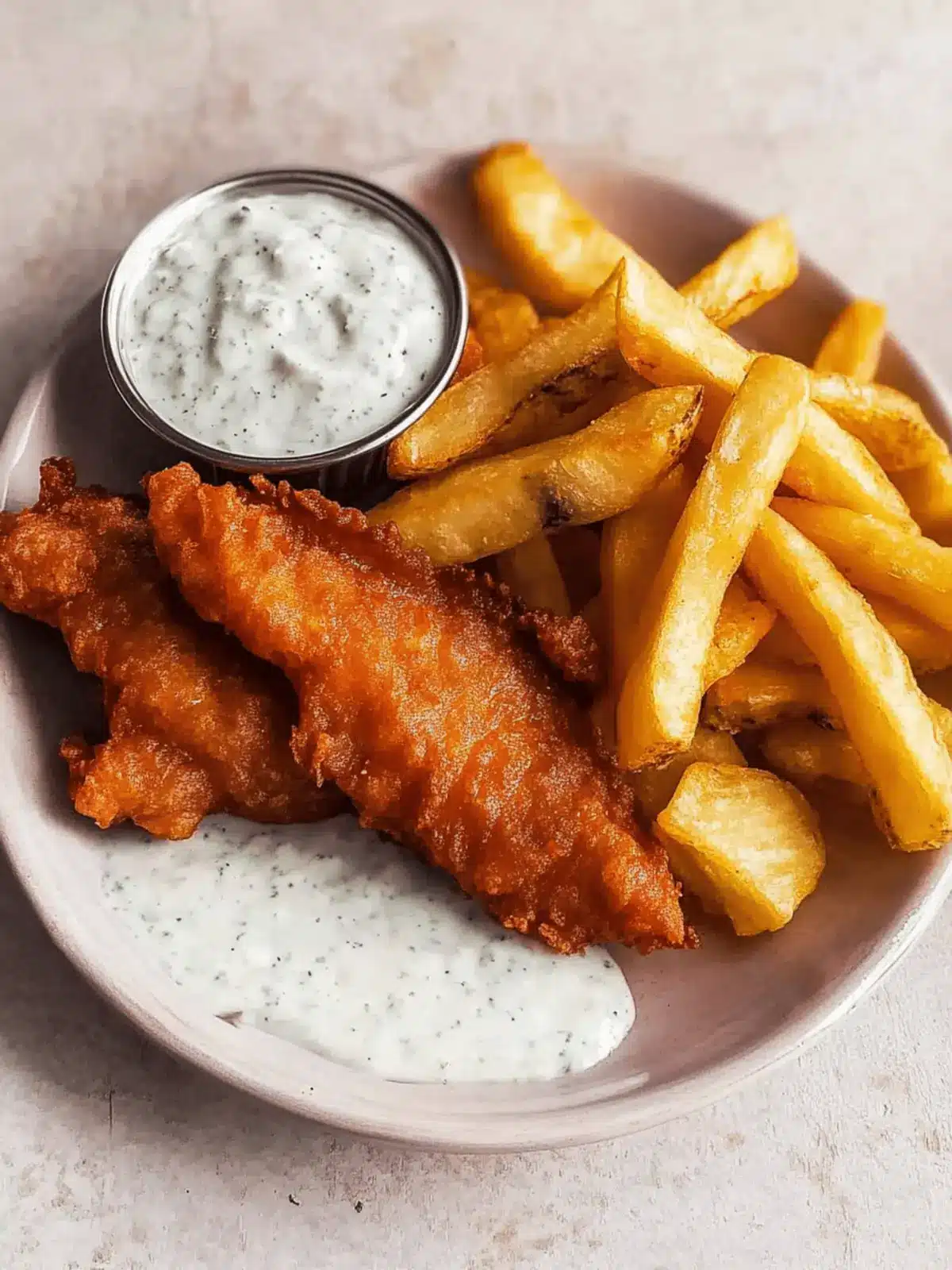 Classic Fish and Chips with tartar sauce