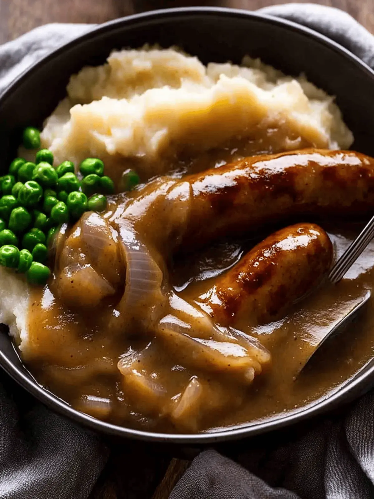 Heavenly Bangers and Mash with Comforting Onion Gravy 5 Bangers and Mash (Sausage with Onion Gravy)