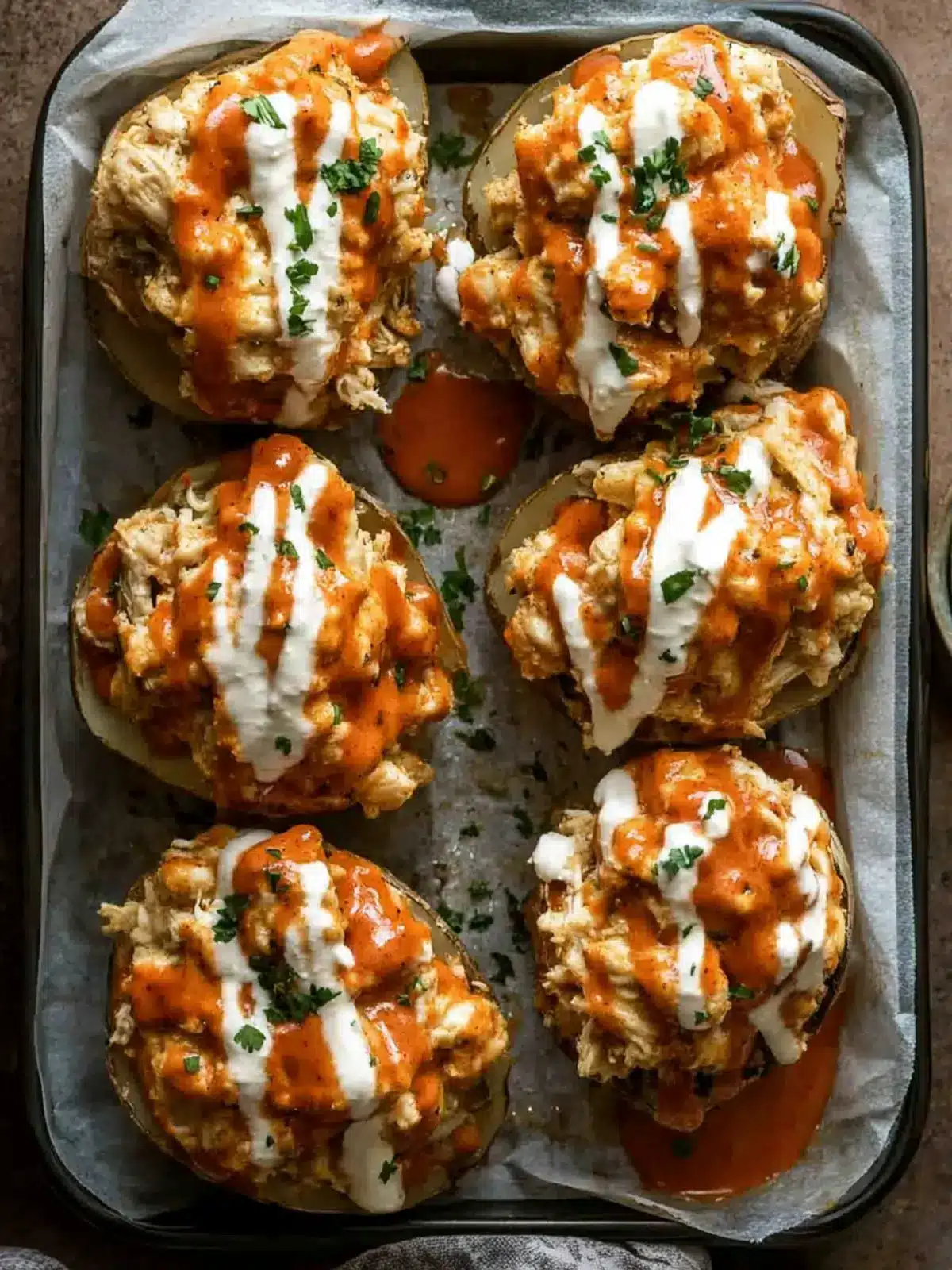 Buffalo Chicken Twice Baked Potatoes