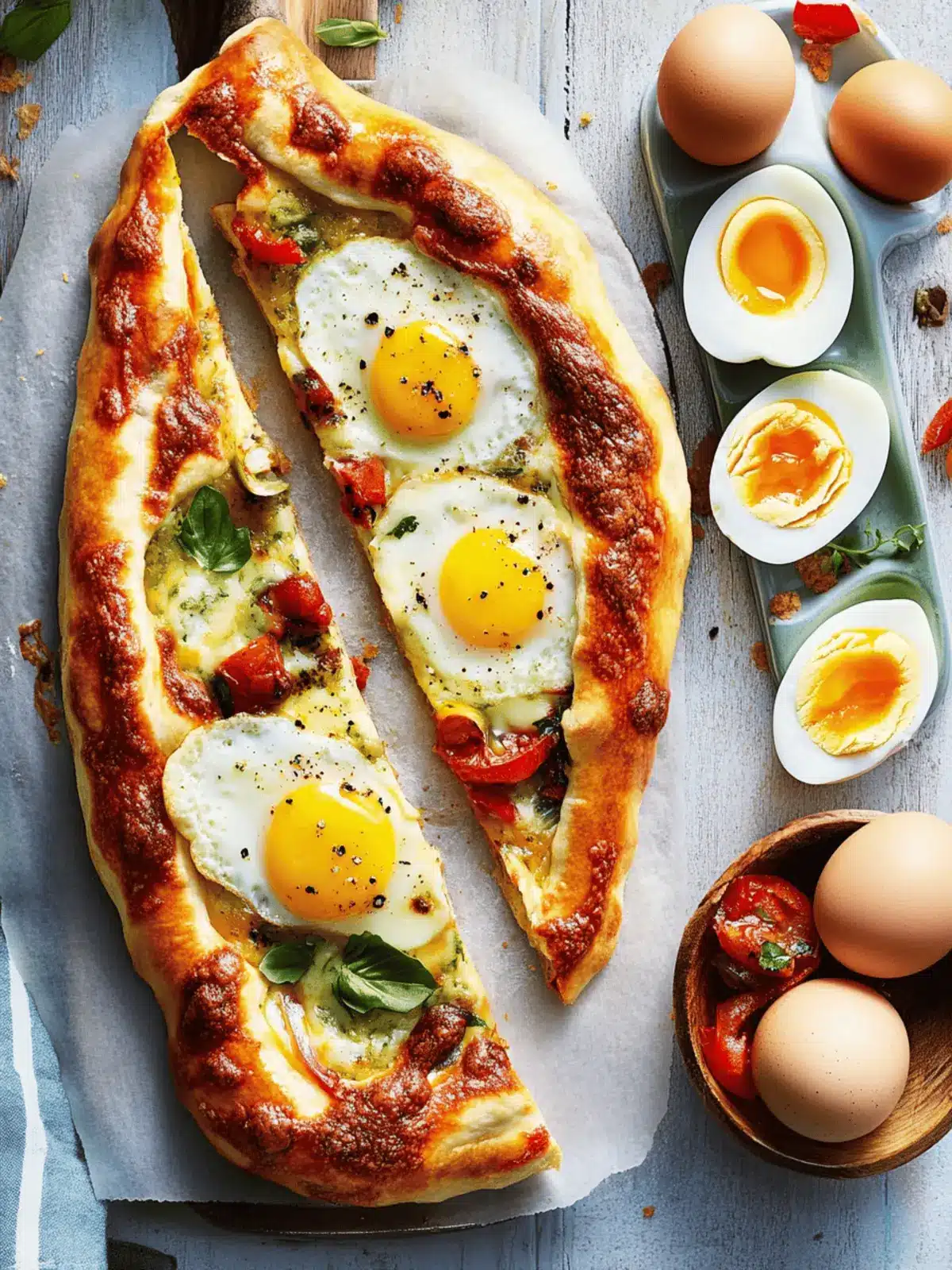 Delicious Turkish Pide with Eggs and Sucuk You’ll Crave! 2 Turkish Pide with Eggs and Sucuk