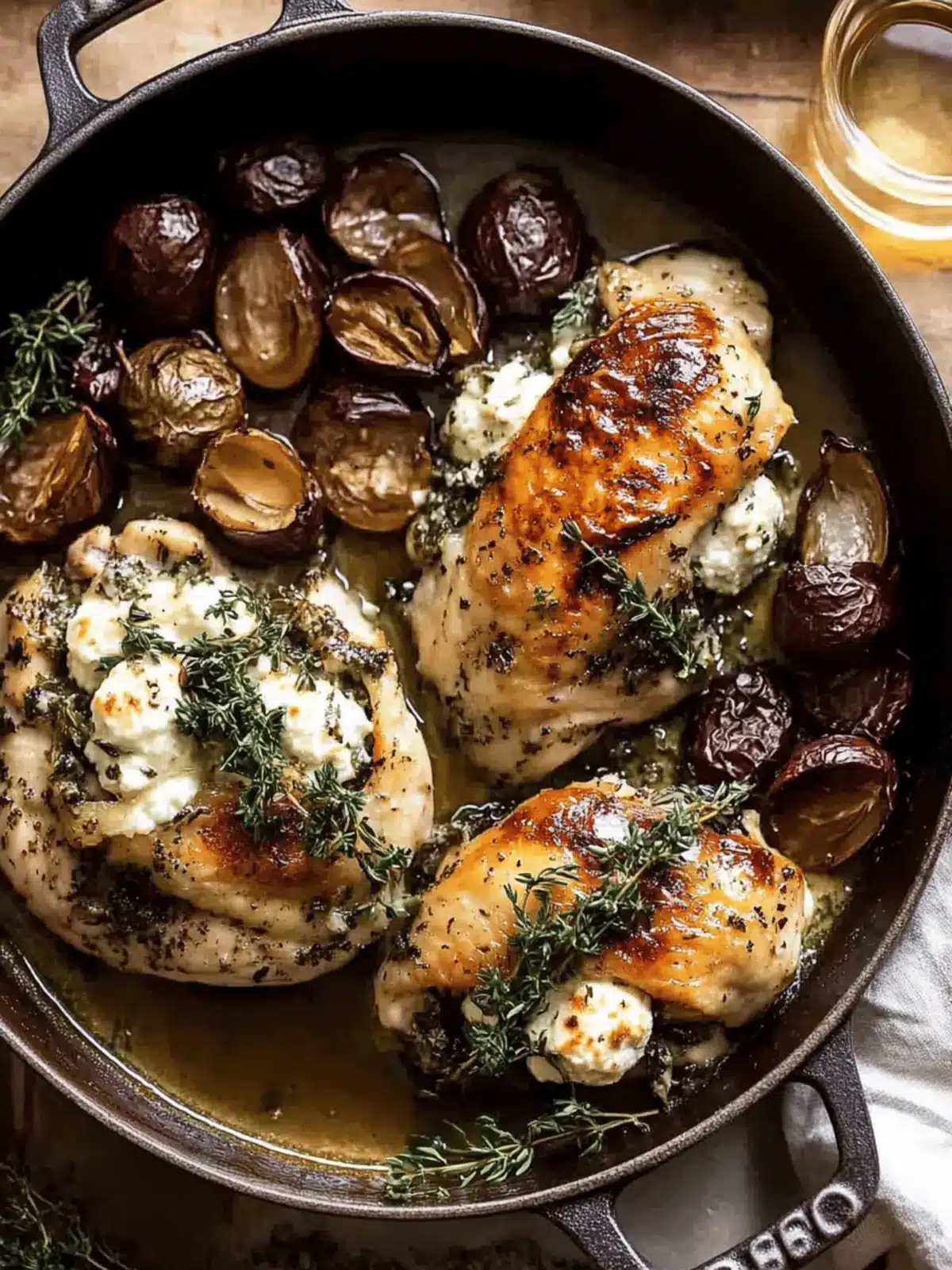 Herbed Ricotta Stuffed Chicken In White Wine Pan Sauce