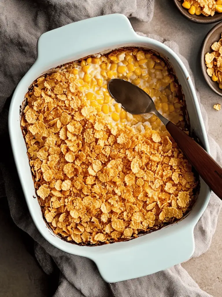Cajun Corn Casserole with Cornflake Crust
