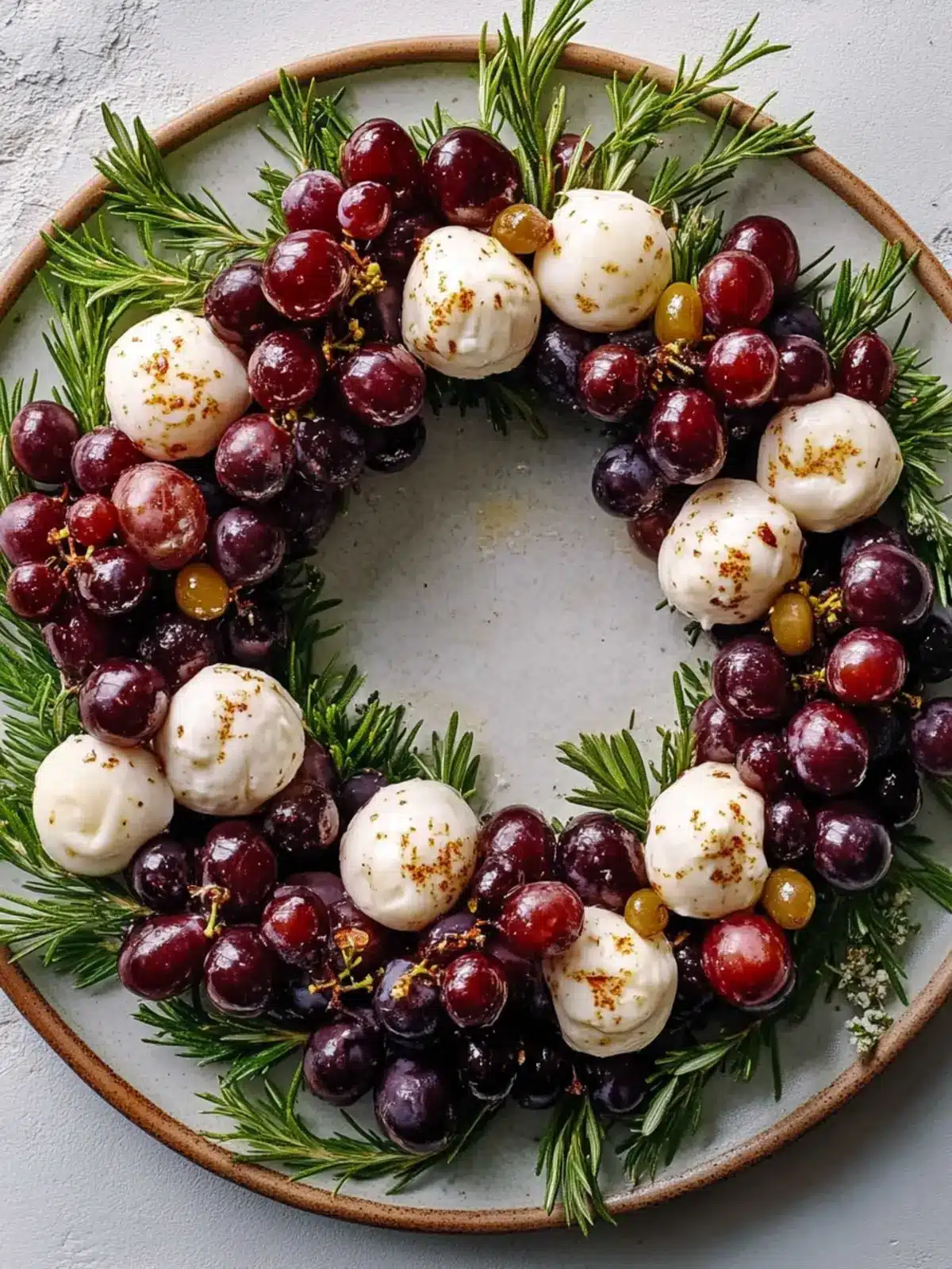 Burrata and Roasted Grape Holiday Wreath