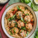 Tuscan Meatballs with Creamy Orzo