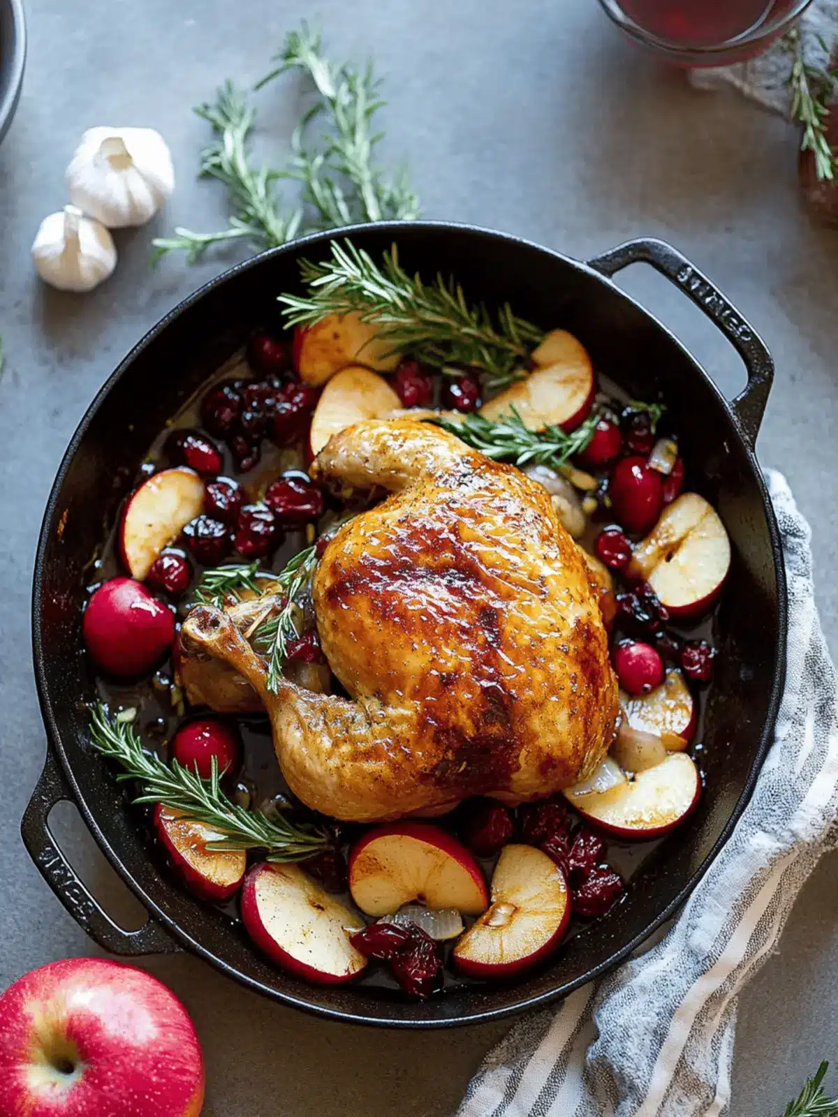 Maple-Glazed Roast Chicken with Apples & Cranberries Delight 2 Maple-Glazed Roast Chicken with Apples and Cranberries