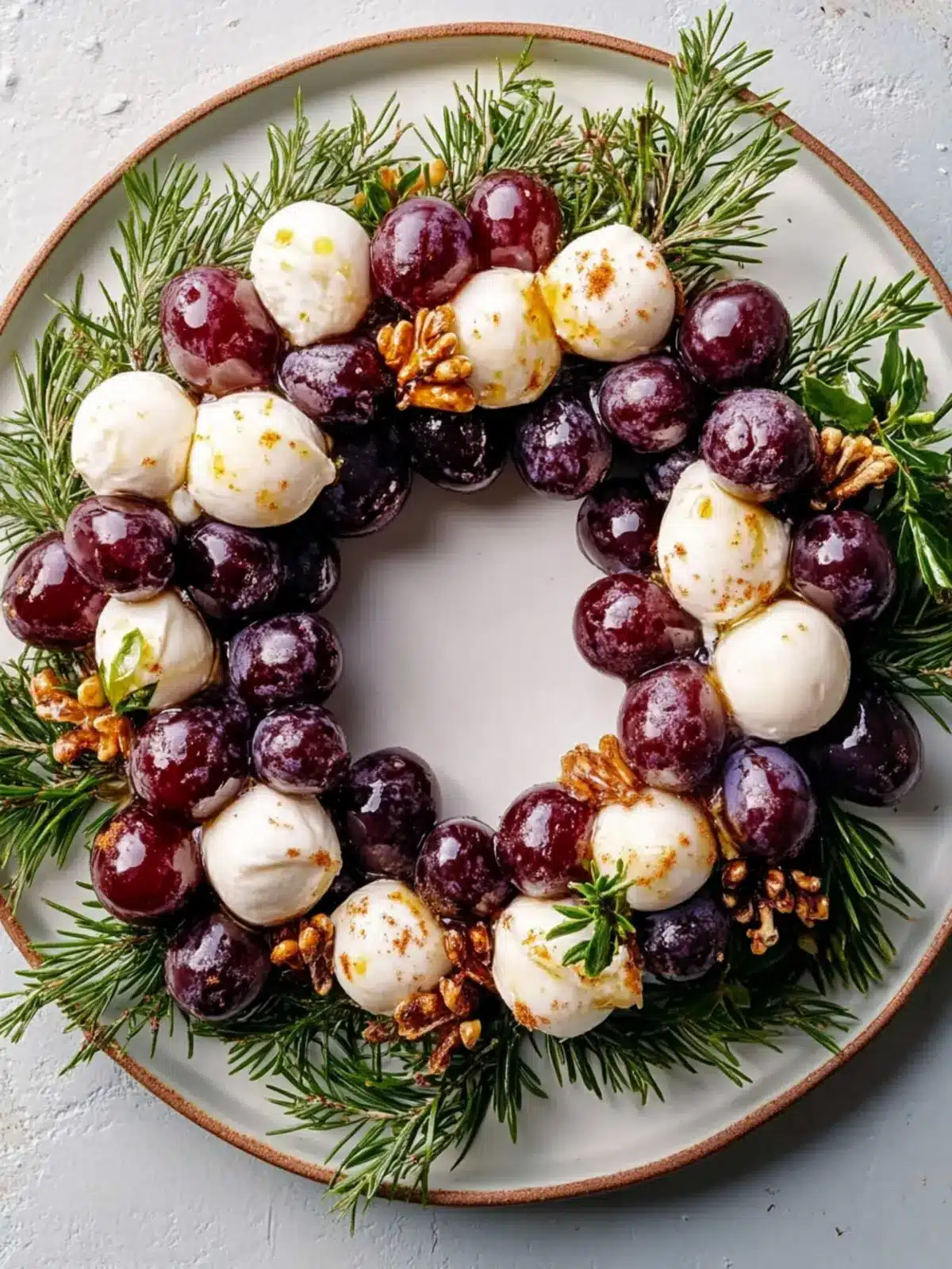 Burrata and Roasted Grape Holiday Wreath