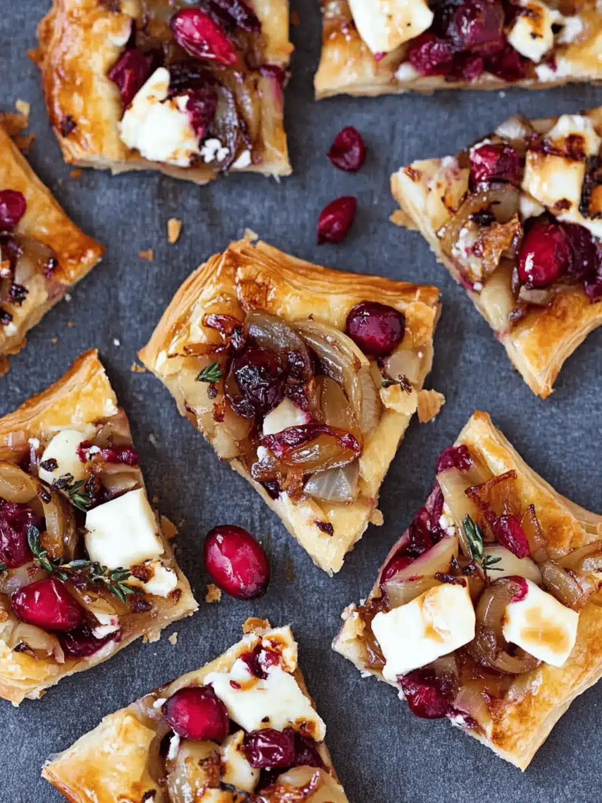 Caramelized Onion, Brie and Cranberry Pastry Bites