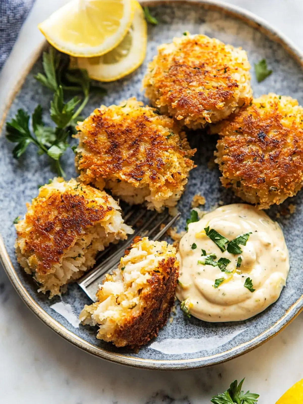 Delicious Crab Cakes with Zesty Lemon Garlic Aioli 3 Crab Cakes with Lemon Garlic Aioli
