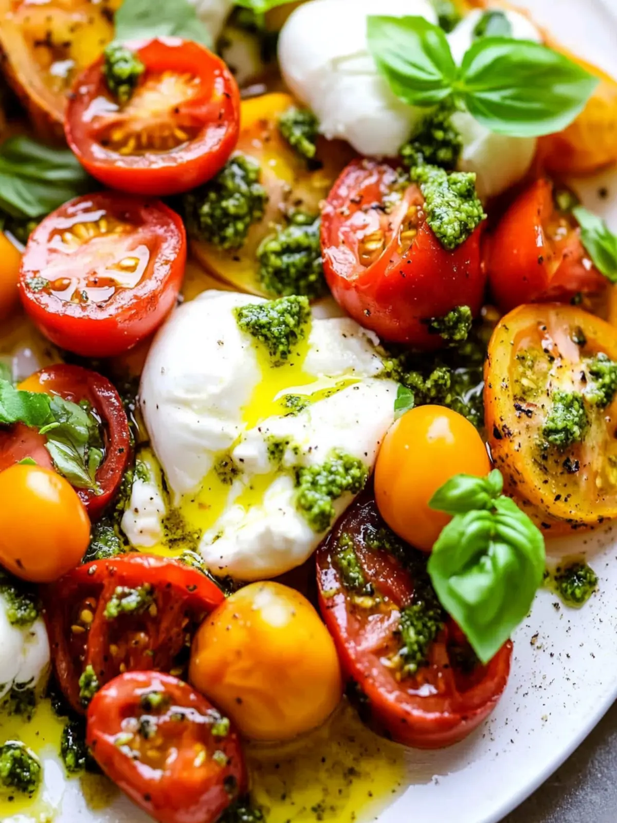 Burrata with Tomatoes & Pesto