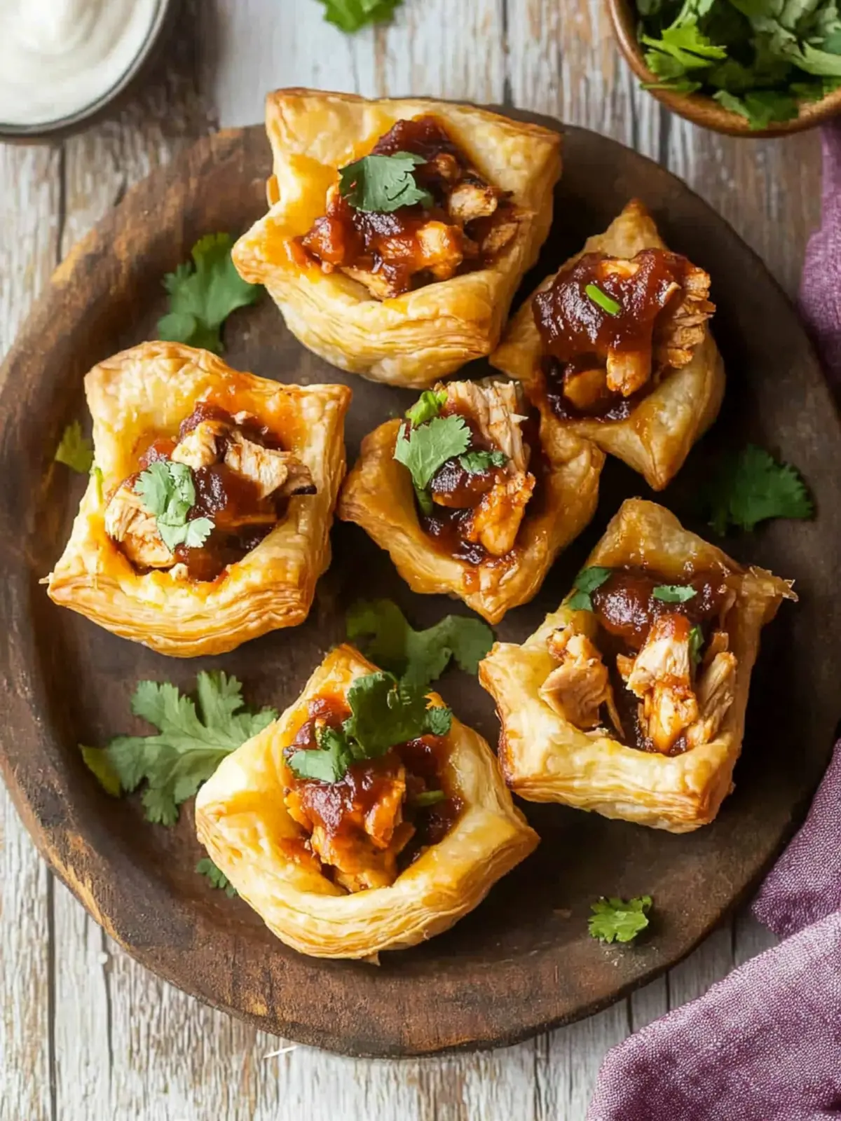 Sweet & Spicy BBQ Chicken Puff Pastry Cups