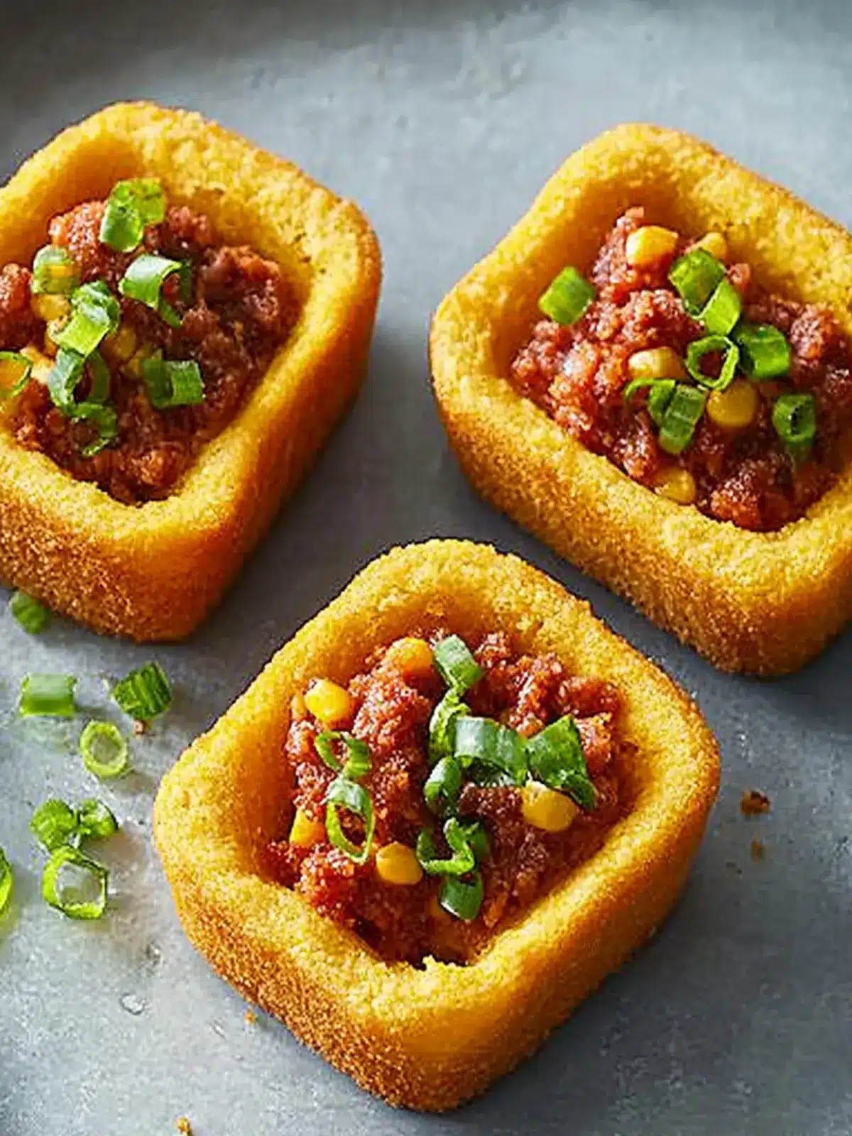 Delicious Cornbread Boats Stuffed with Chili and Chicken 4 Cornbread Boats
