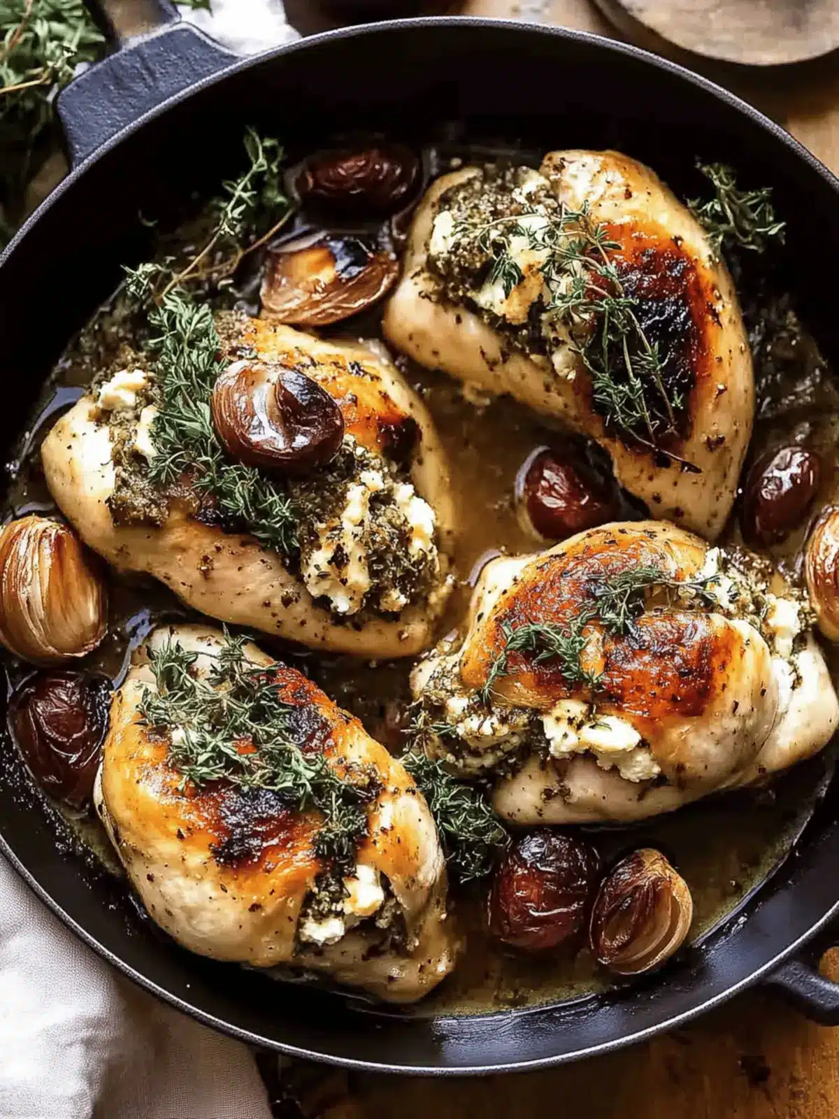 Herbed Ricotta Stuffed Chicken In White Wine Pan Sauce